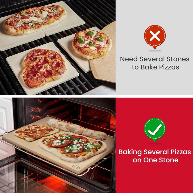 Unicook 22 Inch Extra Large Pizza Stone for Oven and Grill, Rectangular Baking Stone 22" x 14" x 0.6", Thermal Shock Resistant, Ideal for Baking Several Crispy Pizzas Bread - Image 4